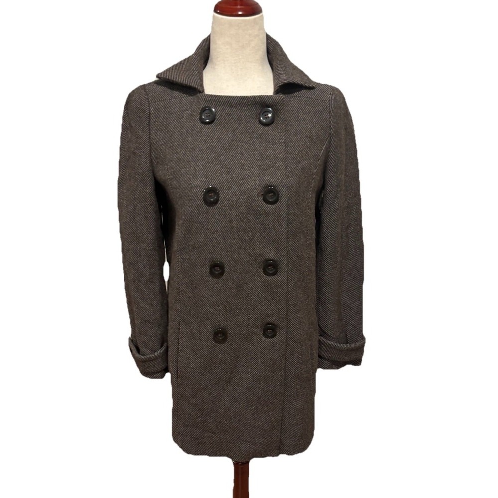 Pinko Double Breasted Wool Blend Coat Brown Women's Size US 4‎